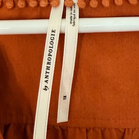 Anthropologie Puff-Sleeve Sculpted Blouse | Burnt Orange (1X) - Picture 4 of 7